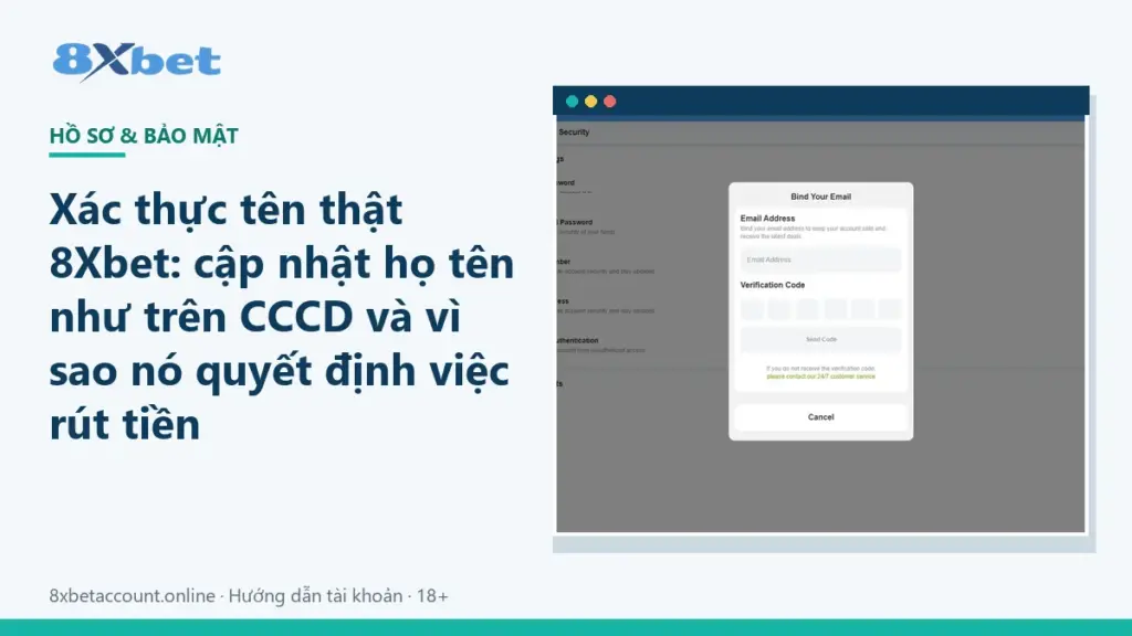 Ảnh bìa hướng dẫn xác thực tên thật 8Xbet bằng họ tên như trên CCCD