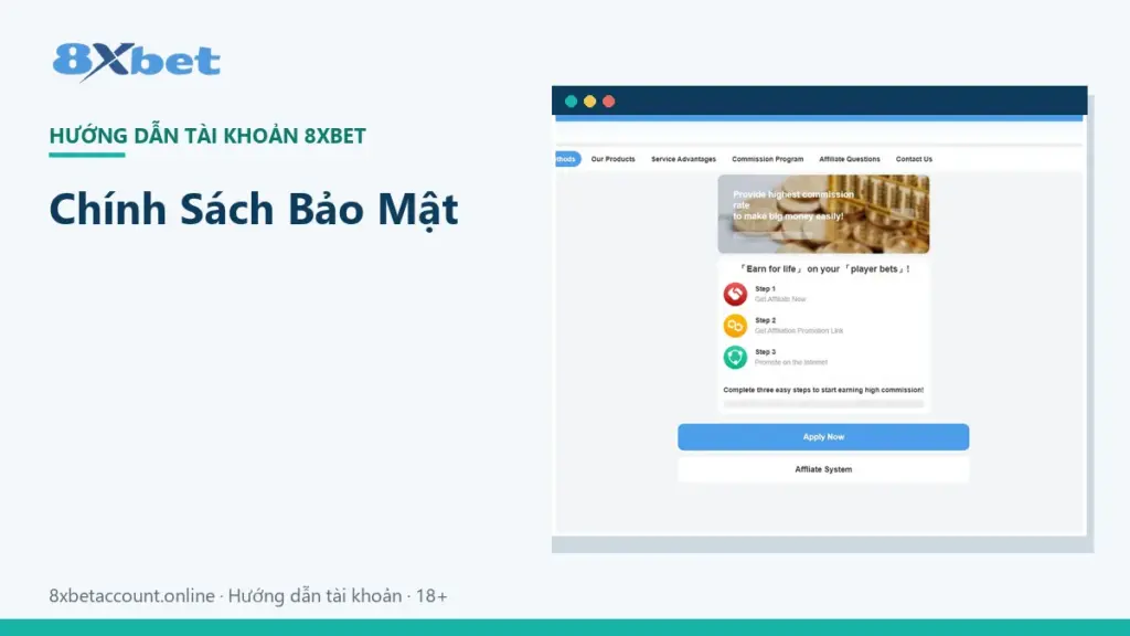 Ảnh bìa chính sách bảo mật 8xbetaccount.com về dữ liệu và cookie