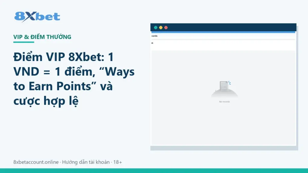 Ảnh bìa bài viết điểm VIP 8Xbet với tỷ lệ 1 VND bằng 1 điểm và cách tích điểm từ cược hợp lệ