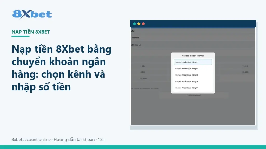 Ảnh bìa hướng dẫn nạp tiền 8Xbet chuyển khoản ngân hàng qua phương thức Bank Transfer
