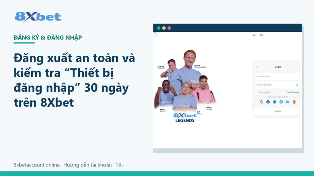 Ảnh bìa hướng dẫn kiểm tra thiết bị đăng nhập 8Xbet 30 ngày và đăng xuất an toàn