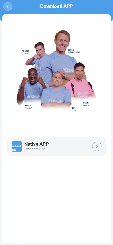 Download APP trên điện thoại Trang Download APP trên điện thoại của 8Xbet với thẻ Native APP – Standard App và nút mũi tên