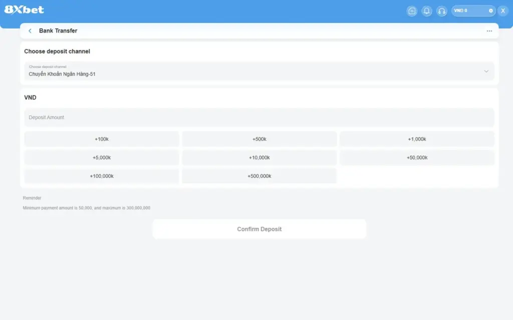 Form Bank Transfer nạp tiền 8Xbet chuyển khoản ngân hàng, kênh mặc định Chuyển Khoản Ngân Hàng-51